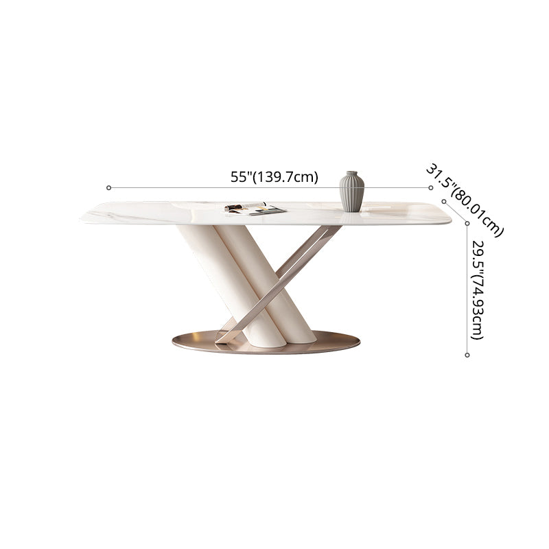 Modern Kitchen Dining Room Set Standard Height with Sintered Stone Top and Pedestal Base Table Set Clearhalo 'Dining Room Sets' 'Dining Tables & Seating' 'dining_room_set' 'furn' 'furn_dining_room_set' 'Furniture' 'furniture_dining_room_set' 'Kitchen & Dining Furniture' 'kitchen&dining_furn' 'kitchen' 3385007