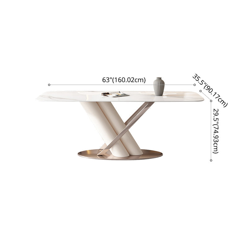 Modern Kitchen Dining Room Set Standard Height with Sintered Stone Top and Pedestal Base Table Set Clearhalo 'Dining Room Sets' 'Dining Tables & Seating' 'dining_room_set' 'furn' 'furn_dining_room_set' 'Furniture' 'furniture_dining_room_set' 'Kitchen & Dining Furniture' 'kitchen&dining_furn' 'kitchen' 3385009