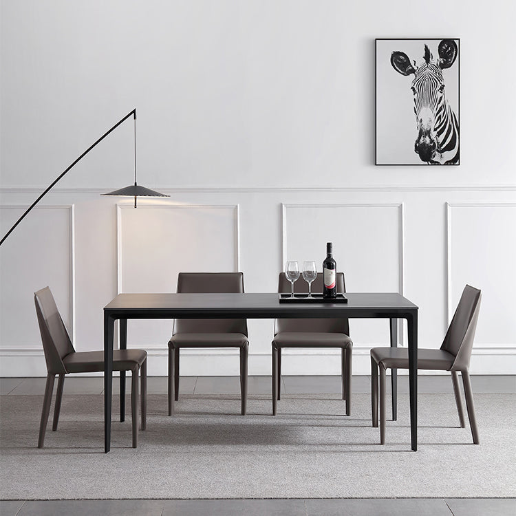 Modern Sintered Stone Dining Room Set with Rectangle Top and Black Base Dining Furniture for Kitchen Clearhalo 'Dining Room Sets' 'Dining Tables & Seating' 'dining_room_set' 'furn' 'furn_dining_room_set' 'Furniture' 'furniture_dining_room_set' 'Kitchen & Dining Furniture' 'kitchen&dining_furn' 'kitchen' 3385014