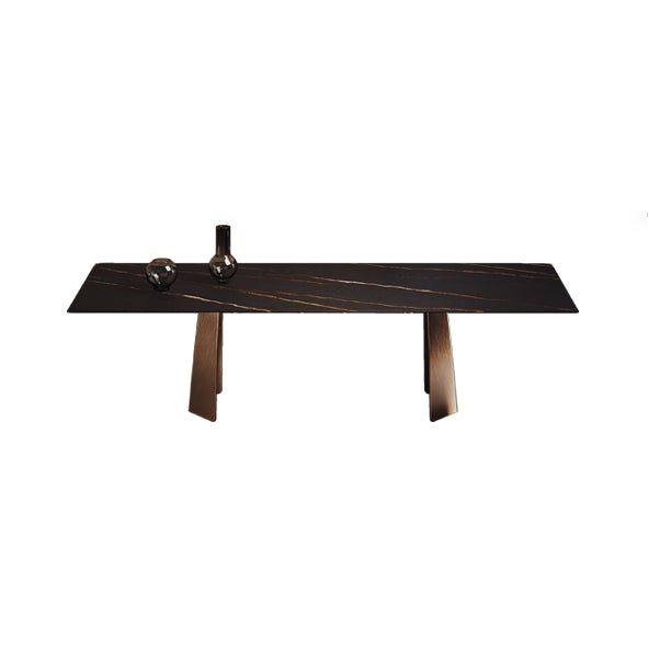 Minimalist Sintered Stone Dining Room Set with Rectangle Top and Metal Base Formal Table Set Table Only Clearhalo 'Dining Room Sets' 'Dining Tables & Seating' 'dining_room_set' 'furn' 'furn_dining_room_set' 'Furniture' 'furniture_dining_room_set' 'Kitchen & Dining Furniture' 'kitchen&dining_furn' 'kitchen' 3385030