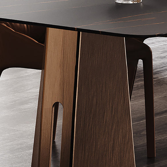 Minimalist Sintered Stone Dining Room Set with Rectangle Top and Metal Base Formal Table Set Clearhalo 'Dining Room Sets' 'Dining Tables & Seating' 'dining_room_set' 'furn' 'furn_dining_room_set' 'Furniture' 'furniture_dining_room_set' 'Kitchen & Dining Furniture' 'kitchen&dining_furn' 'kitchen' 3385033