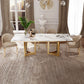 Glam Sintered Stone Dining Table Set with Double Pedestal Base Dining Furniture Clearhalo 'Dining Room Sets' 'Dining Tables & Seating' 'dining_room_set' 'furn' 'furn_dining_room_set' 'Furniture' 'furniture_dining_room_set' 'Kitchen & Dining Furniture' 'kitchen&dining_furn' 'kitchen' 3385044