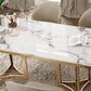 Glam Sintered Stone Dining Table Set with Double Pedestal Base Dining Furniture Clearhalo 'Dining Room Sets' 'Dining Tables & Seating' 'dining_room_set' 'furn' 'furn_dining_room_set' 'Furniture' 'furniture_dining_room_set' 'Kitchen & Dining Furniture' 'kitchen&dining_furn' 'kitchen' 3385047