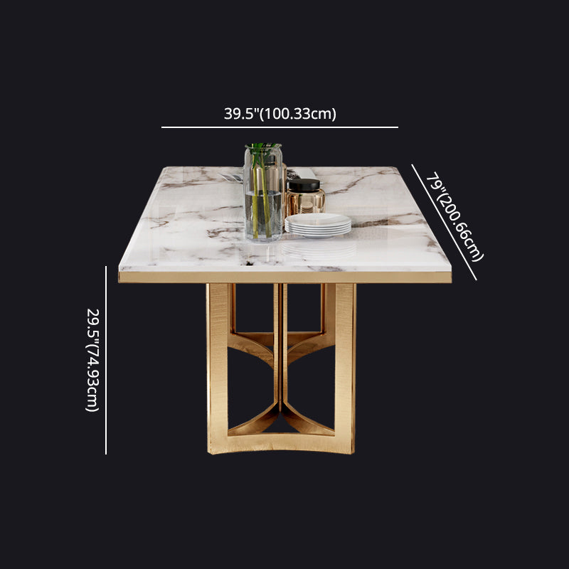 Glam Sintered Stone Dining Table Set with Double Pedestal Base Dining Furniture Clearhalo 'Dining Room Sets' 'Dining Tables & Seating' 'dining_room_set' 'furn' 'furn_dining_room_set' 'Furniture' 'furniture_dining_room_set' 'Kitchen & Dining Furniture' 'kitchen&dining_furn' 'kitchen' 3385051