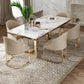 Glam Sintered Stone Dining Table Set with Double Pedestal Base Dining Furniture Clearhalo 'Dining Room Sets' 'Dining Tables & Seating' 'dining_room_set' 'furn' 'furn_dining_room_set' 'Furniture' 'furniture_dining_room_set' 'Kitchen & Dining Furniture' 'kitchen&dining_furn' 'kitchen' 3385053