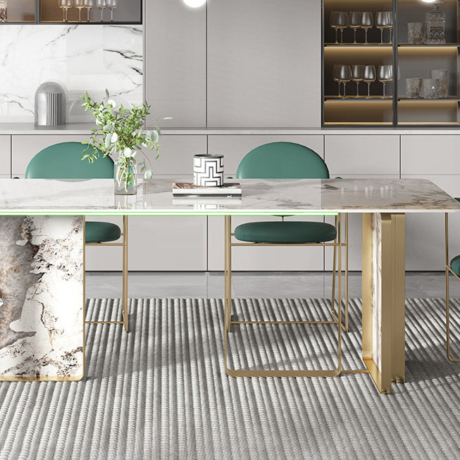 Modern Sintered Stone Dining Room Set Standard Height with Double Pedestal Base Dining Furniture Clearhalo 'Dining Room Sets' 'Dining Tables & Seating' 'dining_room_set' 'furn' 'furn_dining_room_set' 'Furniture' 'furniture_dining_room_set' 'Kitchen & Dining Furniture' 'kitchen&dining_furn' 'kitchen' 3385062