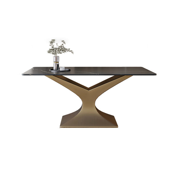 Minimalist Dining Room Set with Sintered Stone Top and Gold Base Formal Table Set Table Only Clearhalo 'Dining Room Sets' 'Dining Tables & Seating' 'dining_room_set' 'furn' 'furn_dining_room_set' 'Furniture' 'furniture_dining_room_set' 'Kitchen & Dining Furniture' 'kitchen&dining_furn' 'kitchen' 3385072