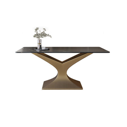 Minimalist Dining Room Set with Sintered Stone Top and Gold Base Formal Table Set Table Only Clearhalo 'Dining Room Sets' 'Dining Tables & Seating' 'dining_room_set' 'furn' 'furn_dining_room_set' 'Furniture' 'furniture_dining_room_set' 'Kitchen & Dining Furniture' 'kitchen&dining_furn' 'kitchen' 3385072