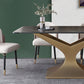 Minimalist Dining Room Set with Sintered Stone Top and Gold Base Formal Table Set Clearhalo 'Dining Room Sets' 'Dining Tables & Seating' 'dining_room_set' 'furn' 'furn_dining_room_set' 'Furniture' 'furniture_dining_room_set' 'Kitchen & Dining Furniture' 'kitchen&dining_furn' 'kitchen' 3385075