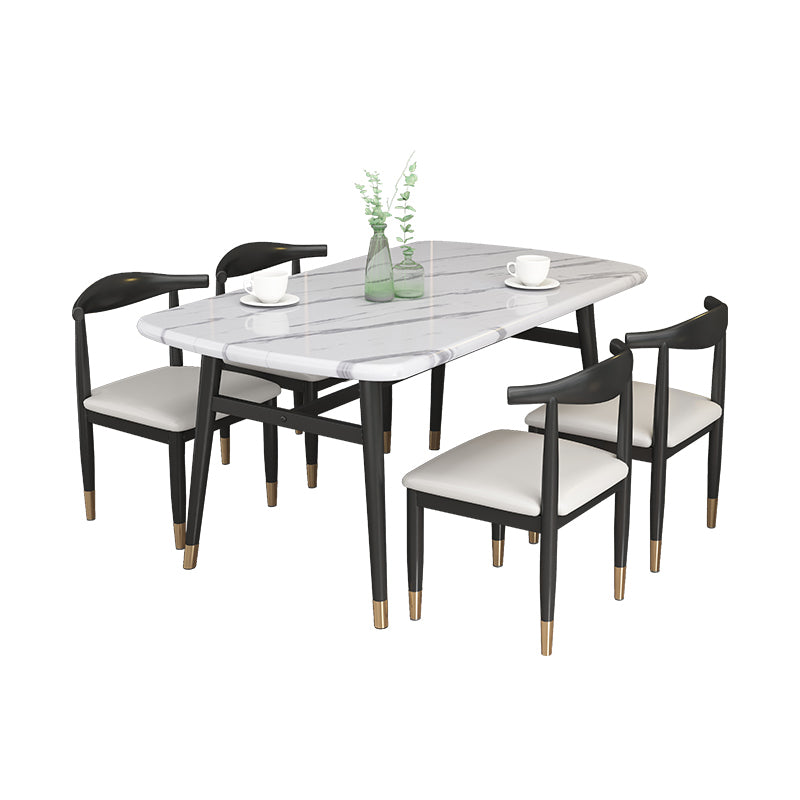 Modern Sintered Stone Dining Table Furniture with Rectangle Shape Dinette Set with 4 Legs Table Clearhalo 'Dining Room Sets' 'Dining Tables & Seating' 'dining_room_set' 'furn' 'furn_dining_room_set' 'Furniture' 'furniture_dining_room_set' 'Kitchen & Dining Furniture' 'kitchen&dining_furn' 'kitchen' 3385106