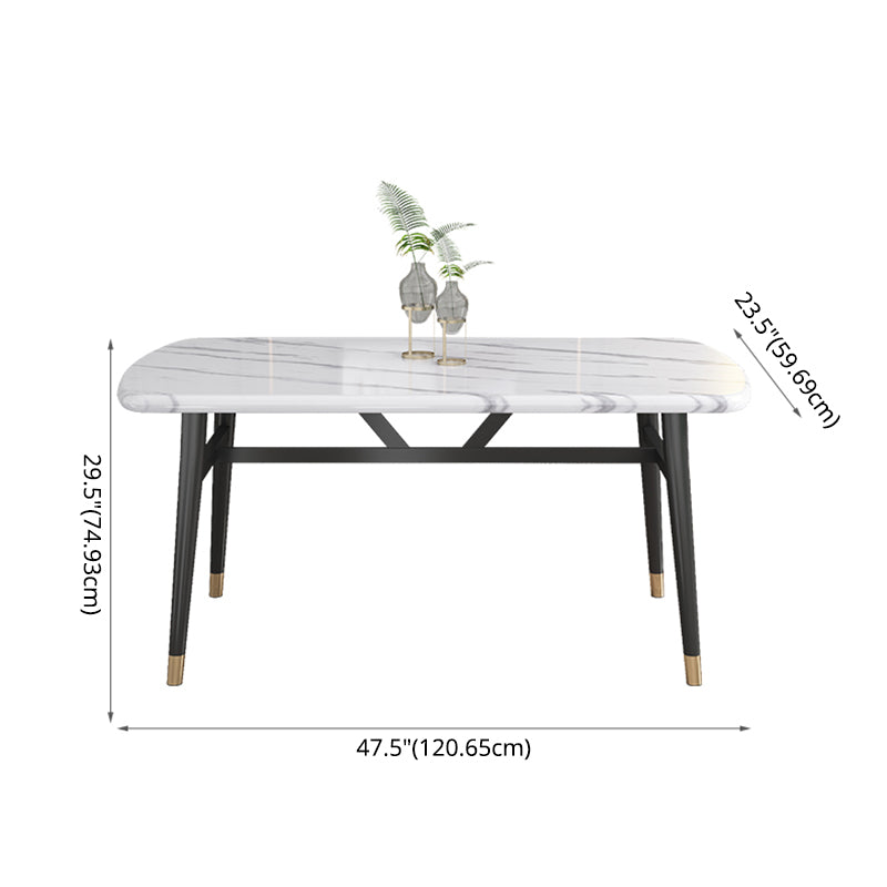 Modern Sintered Stone Dining Table Furniture with Rectangle Shape Dinette Set with 4 Legs Table Clearhalo 'Dining Room Sets' 'Dining Tables & Seating' 'dining_room_set' 'furn' 'furn_dining_room_set' 'Furniture' 'furniture_dining_room_set' 'Kitchen & Dining Furniture' 'kitchen&dining_furn' 'kitchen' 3385110