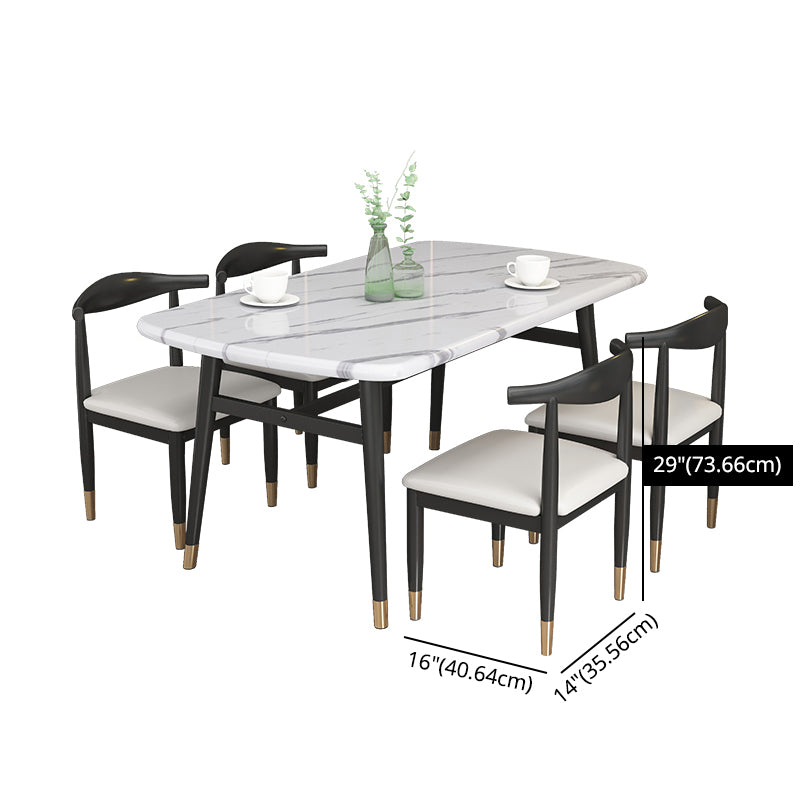 Modern Sintered Stone Dining Table Furniture with Rectangle Shape Dinette Set with 4 Legs Table Clearhalo 'Dining Room Sets' 'Dining Tables & Seating' 'dining_room_set' 'furn' 'furn_dining_room_set' 'Furniture' 'furniture_dining_room_set' 'Kitchen & Dining Furniture' 'kitchen&dining_furn' 'kitchen' 3385113
