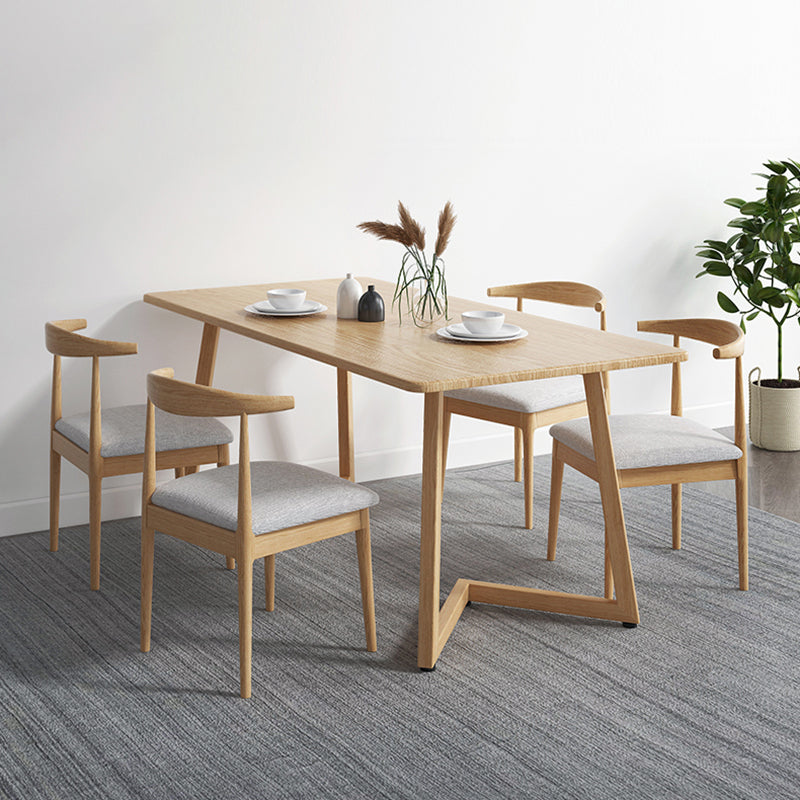 Minimalist Style Solid Wood Top Dining Table Set of Rectangle Shape Formal Kitchen Set with 4 Chairs Clearhalo 'Dining Room Sets' 'Dining Tables & Seating' 'dining_room_set' 'furn' 'furn_dining_room_set' 'Furniture' 'furniture_dining_room_set' 'Kitchen & Dining Furniture' 'kitchen&dining_furn' 'kitchen' 3385147