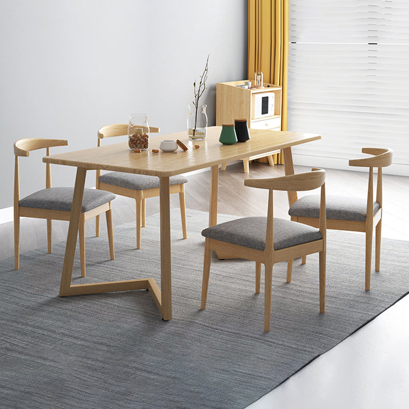 Minimalist Style Solid Wood Top Dining Table Set of Rectangle Shape Formal Kitchen Set Clearhalo 'Dining Room Sets' 'Dining Tables & Seating' 'dining_room_set' 'furn' 'furn_dining_room_set' 'Furniture' 'furniture_dining_room_set' 'Kitchen & Dining Furniture' 'kitchen&dining_furn' 'kitchen' 3385149