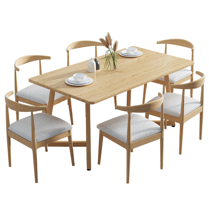Minimalist Style Solid Wood Top Dining Table Set of Rectangle Shape Formal Kitchen Set Clearhalo 'Dining Room Sets' 'Dining Tables & Seating' 'dining_room_set' 'furn' 'furn_dining_room_set' 'Furniture' 'furniture_dining_room_set' 'Kitchen & Dining Furniture' 'kitchen&dining_furn' 'kitchen' 3385152