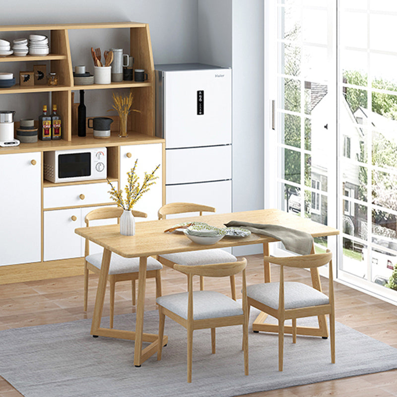 Minimalist Style Solid Wood Top Dining Table Set of Rectangle Shape Formal Kitchen Set Clearhalo 'Dining Room Sets' 'Dining Tables & Seating' 'dining_room_set' 'furn' 'furn_dining_room_set' 'Furniture' 'furniture_dining_room_set' 'Kitchen & Dining Furniture' 'kitchen&dining_furn' 'kitchen' 3385160