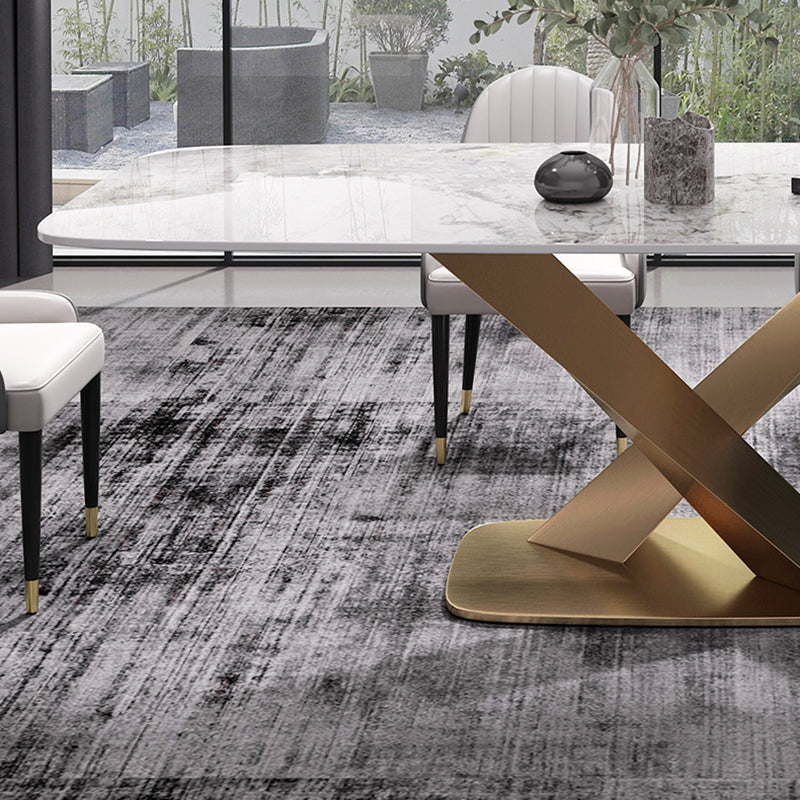 Modern Sintered Stone White Dining Set with Rectangle Table and Gold Legs Dining Set Clearhalo 'Dining Room Sets' 'Dining Tables & Seating' 'dining_room_set' 'furn' 'furn_dining_room_set' 'Furniture' 'furniture_dining_room_set' 'Kitchen & Dining Furniture' 'kitchen&dining_furn' 'kitchen' 3385171