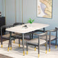 Traditional Faux Marble Top Dining Set with 4 Black Metallic Legs for Dining Furniture Clearhalo 'Dining Room Sets' 'Dining Tables & Seating' 'dining_room_set' 'furn' 'furn_dining_room_set' 'Furniture' 'furniture_dining_room_set' 'Kitchen & Dining Furniture' 'kitchen&dining_furn' 'kitchen' 3385176