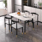 Traditional Faux Marble Top Dining Set with 4 Black Metallic Legs for Dining Furniture with 4 Chairs Clearhalo 'Dining Room Sets' 'Dining Tables & Seating' 'dining_room_set' 'furn' 'furn_dining_room_set' 'Furniture' 'furniture_dining_room_set' 'Kitchen & Dining Furniture' 'kitchen&dining_furn' 'kitchen' 3385178