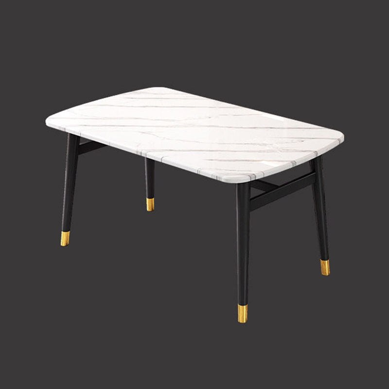 Traditional Faux Marble Top Dining Set with 4 Black Metallic Legs for Dining Furniture Table Only Clearhalo 'Dining Room Sets' 'Dining Tables & Seating' 'dining_room_set' 'furn' 'furn_dining_room_set' 'Furniture' 'furniture_dining_room_set' 'Kitchen & Dining Furniture' 'kitchen&dining_furn' 'kitchen' 3385180