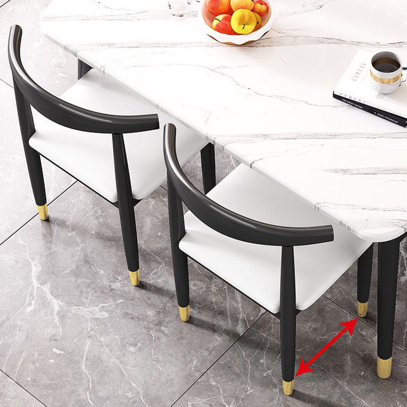 Traditional Faux Marble Top Dining Set with 4 Black Metallic Legs for Dining Furniture Clearhalo 'Dining Room Sets' 'Dining Tables & Seating' 'dining_room_set' 'furn' 'furn_dining_room_set' 'Furniture' 'furniture_dining_room_set' 'Kitchen & Dining Furniture' 'kitchen&dining_furn' 'kitchen' 3385181