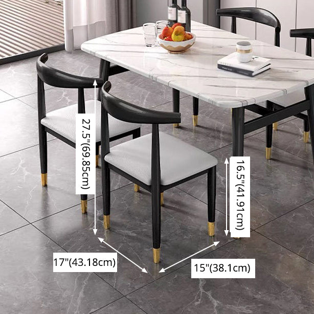 Traditional Faux Marble Top Dining Set with 4 Black Metallic Legs for Dining Furniture Clearhalo 'Dining Room Sets' 'Dining Tables & Seating' 'dining_room_set' 'furn' 'furn_dining_room_set' 'Furniture' 'furniture_dining_room_set' 'Kitchen & Dining Furniture' 'kitchen&dining_furn' 'kitchen' 3385188