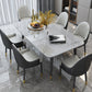 Scandinavian Style Gray Slate Dining Table Rectangular Formal Dinette Set with Metal Base Clearhalo 'Dining Room Sets' 'Dining Tables & Seating' 'dining_room_set' 'furn' 'furn_dining_room_set' 'Furniture' 'furniture_dining_room_set' 'Kitchen & Dining Furniture' 'kitchen&dining_furn' 'kitchen' 3385189