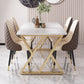 Modern Dining Room Set Standard Height with Sintered Stone Top and Gold Legs Formal Table Set with 4 Chairs Clearhalo 'Dining Room Sets' 'Dining Tables & Seating' 'dining_room_set' 'furn' 'furn_dining_room_set' 'Furniture' 'furniture_dining_room_set' 'Kitchen & Dining Furniture' 'kitchen&dining_furn' 'kitchen' 3385213
