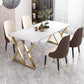 Modern Dining Room Set Standard Height with Sintered Stone Top and Gold Legs Formal Table Set Clearhalo 'Dining Room Sets' 'Dining Tables & Seating' 'dining_room_set' 'furn' 'furn_dining_room_set' 'Furniture' 'furniture_dining_room_set' 'Kitchen & Dining Furniture' 'kitchen&dining_furn' 'kitchen' 3385214