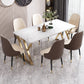 Modern Dining Room Set Standard Height with Sintered Stone Top and Gold Legs Formal Table Set Clearhalo 'Dining Room Sets' 'Dining Tables & Seating' 'dining_room_set' 'furn' 'furn_dining_room_set' 'Furniture' 'furniture_dining_room_set' 'Kitchen & Dining Furniture' 'kitchen&dining_furn' 'kitchen' 3385227