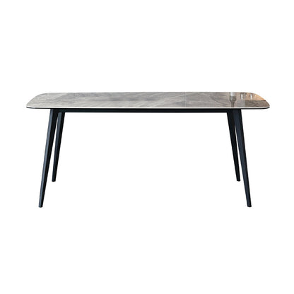 Modern Sintered Stone Gray Dining Set with Rectangle Table and Black Legs Dining Set Table Only Clearhalo 'Dining Room Sets' 'Dining Tables & Seating' 'dining_room_set' 'furn' 'furn_dining_room_set' 'Furniture' 'furniture_dining_room_set' 'Kitchen & Dining Furniture' 'kitchen&dining_furn' 'kitchen' 3385229
