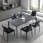 Modern Sintered Stone Black Dining Set with Rectangle Table and Black Legs Kitchen Dining Set with 6 Chairs Clearhalo 'Dining Room Sets' 'Dining Tables & Seating' 'dining_room_set' 'furn' 'furn_dining_room_set' 'Furniture' 'furniture_dining_room_set' 'Kitchen & Dining Furniture' 'kitchen&dining_furn' 'kitchen' 3385249