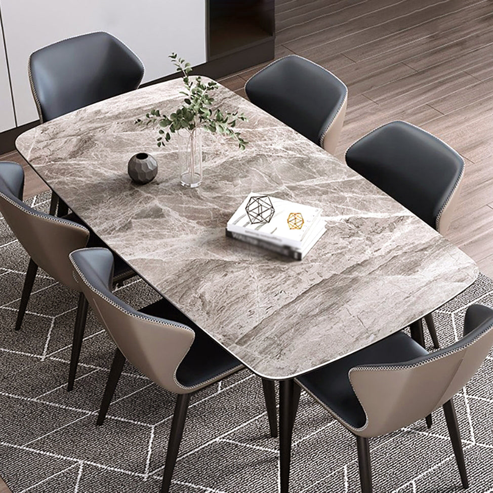 Contemporary Sintered Stone Dining Room Set Fixed Dining Set with Rectangle Table for Restaurant Clearhalo 'Dining Room Sets' 'Dining Tables & Seating' 'dining_room_set' 'furn' 'furn_dining_room_set' 'Furniture' 'furniture_dining_room_set' 'Kitchen & Dining Furniture' 'kitchen&dining_furn' 'kitchen' 3385264