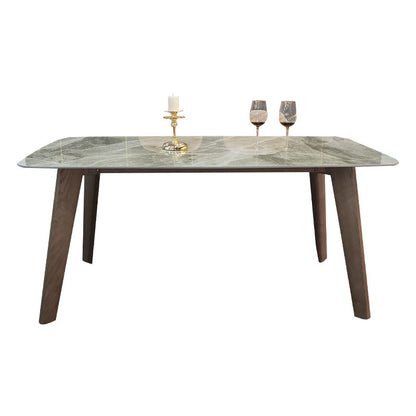 Minimalist Style White Slate Dining Table Rectangular Formal Dinette Set with Wood Base Table Only Clearhalo 'Dining Room Sets' 'Dining Tables & Seating' 'dining_room_set' 'furn' 'furn_dining_room_set' 'Furniture' 'furniture_dining_room_set' 'Kitchen & Dining Furniture' 'kitchen&dining_furn' 'kitchen' 3385289