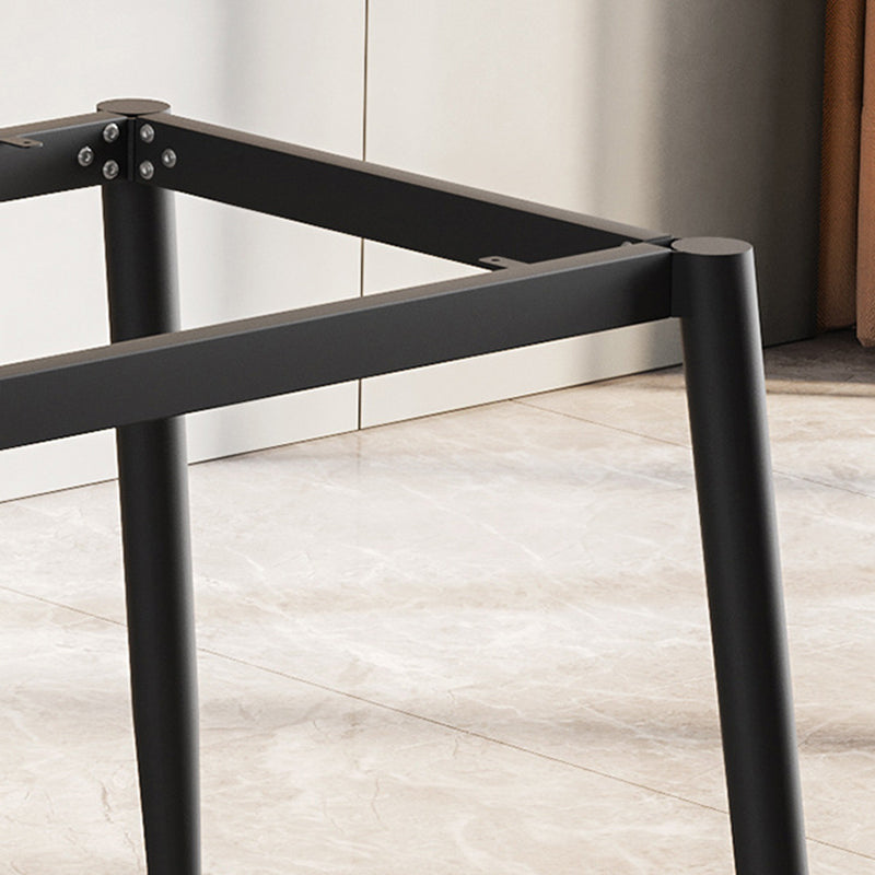 Modern Sintered Stone White Dining Set with Rectangle Table and Black Legs Kitchen Dining Set Clearhalo 'Dining Room Sets' 'Dining Tables & Seating' 'dining_room_set' 'furn' 'furn_dining_room_set' 'Furniture' 'furniture_dining_room_set' 'Kitchen & Dining Furniture' 'kitchen&dining_furn' 'kitchen' 3385317