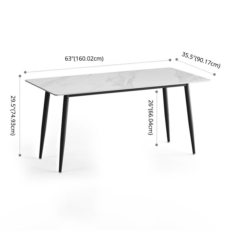Modern Sintered Stone White Dining Set with Rectangle Table and Black Legs Kitchen Dining Set Clearhalo 'Dining Room Sets' 'Dining Tables & Seating' 'dining_room_set' 'furn' 'furn_dining_room_set' 'Furniture' 'furniture_dining_room_set' 'Kitchen & Dining Furniture' 'kitchen&dining_furn' 'kitchen' 3385324
