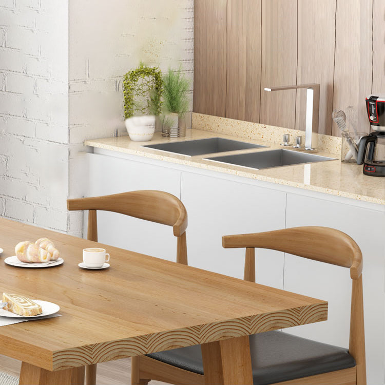 Wooden Dining Room Set Standard Height with Double Pedestal Base Table Set (bench not included) Clearhalo 'Dining Room Sets' 'Dining Tables & Seating' 'dining_room_set' 'furn' 'furn_dining_room_set' 'Furniture' 'furniture_dining_room_set' 'Kitchen & Dining Furniture' 'kitchen&dining_furn' 'kitchen' 3401397