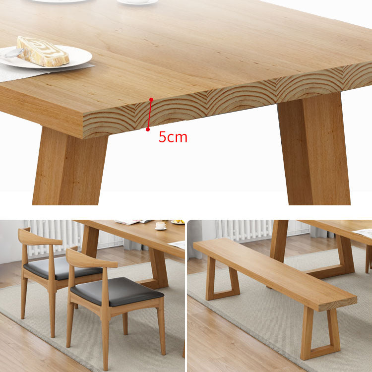 Wooden Dining Room Set Standard Height with Double Pedestal Base Table Set (bench not included) Clearhalo 'Dining Room Sets' 'Dining Tables & Seating' 'dining_room_set' 'furn' 'furn_dining_room_set' 'Furniture' 'furniture_dining_room_set' 'Kitchen & Dining Furniture' 'kitchen&dining_furn' 'kitchen' 3401398