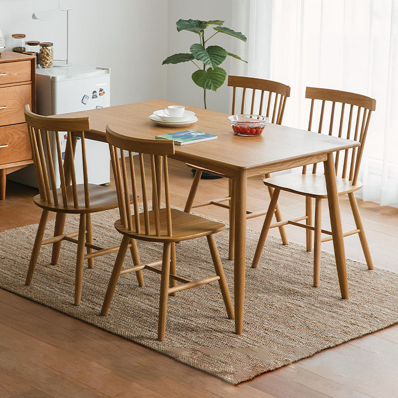 Contemporary Fixed Solid Wood Dining Table with 4 Solid Wood Legs Base Kitchen Dining Set with 4 Chairs Clearhalo 'Dining Room Sets' 'Dining Tables & Seating' 'dining_room_set' 'furn' 'furn_dining_room_set' 'Furniture' 'furniture_dining_room_set' 'Kitchen & Dining Furniture' 'kitchen&dining_furn' 'kitchen' 3401412
