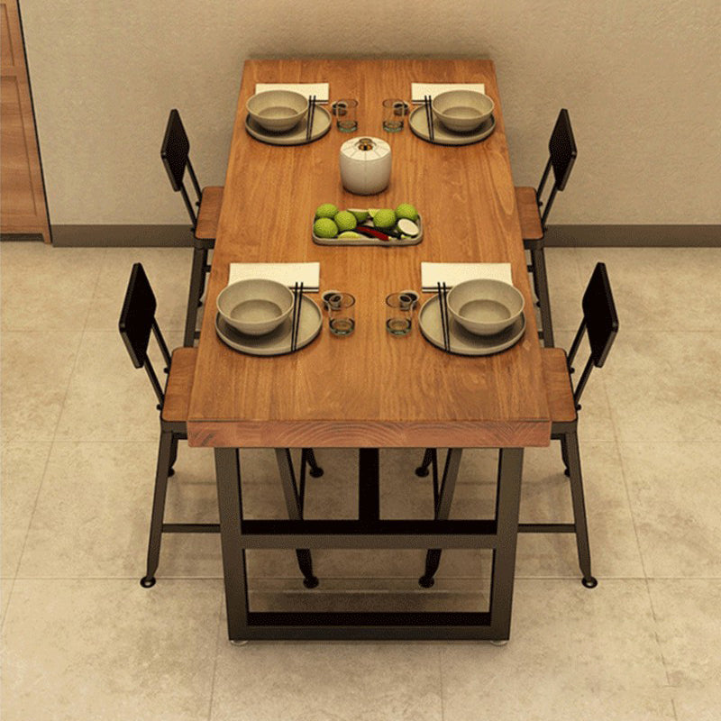 Industrial Standard Dining Room Set with Wood Top and Trestle Base Kitchen Table Set Clearhalo 'Dining Room Sets' 'Dining Tables & Seating' 'dining_room_set' 'furn' 'furn_dining_room_set' 'Furniture' 'furniture_dining_room_set' 'Kitchen & Dining Furniture' 'kitchen&dining_furn' 'kitchen' 3401438