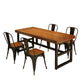 Industrial Standard Dining Room Set with Wood Top and Trestle Base Kitchen Table Set with 4 Chairs Clearhalo 'Dining Room Sets' 'Dining Tables & Seating' 'dining_room_set' 'furn' 'furn_dining_room_set' 'Furniture' 'furniture_dining_room_set' 'Kitchen & Dining Furniture' 'kitchen&dining_furn' 'kitchen' 3401441