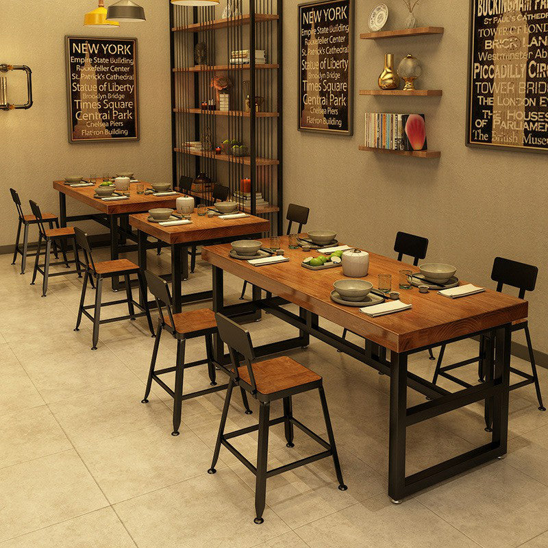 Industrial Standard Dining Room Set with Wood Top and Trestle Base Kitchen Table Set Clearhalo 'Dining Room Sets' 'Dining Tables & Seating' 'dining_room_set' 'furn' 'furn_dining_room_set' 'Furniture' 'furniture_dining_room_set' 'Kitchen & Dining Furniture' 'kitchen&dining_furn' 'kitchen' 3401450