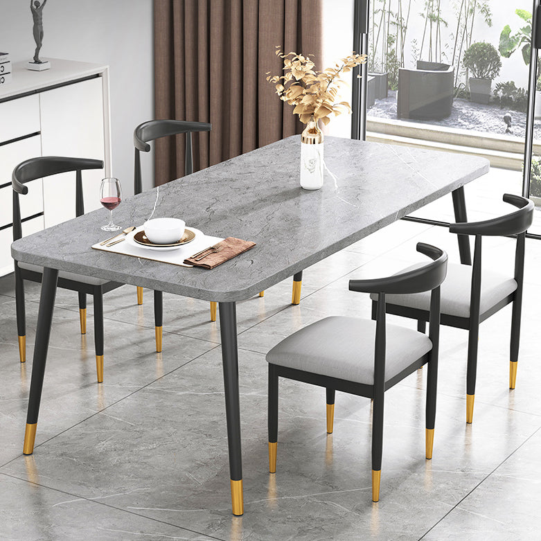 Minimalist Sintered Stone Top Standard Dining Table Set White Rectangle Dining Set for Kitchen Clearhalo 'Dining Room Sets' 'Dining Tables & Seating' 'dining_room_set' 'furn' 'furn_dining_room_set' 'Furniture' 'furniture_dining_room_set' 'Kitchen & Dining Furniture' 'kitchen&dining_furn' 'kitchen' 3401451
