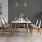 Nordic Ash White Rock Board Rectangular Dining Table Set with 4 Legs Base Clearhalo 'Dining Room Sets' 'Dining Tables & Seating' 'dining_room_set' 'furn' 'furn_dining_room_set' 'Furniture' 'furniture_dining_room_set' 'Kitchen & Dining Furniture' 'kitchen&dining_furn' 'kitchen' 3401477