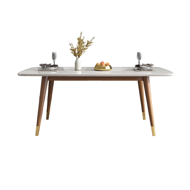Nordic Ash White Rock Board Rectangular Dining Table Set with 4 Legs Base Table Only Clearhalo 'Dining Room Sets' 'Dining Tables & Seating' 'dining_room_set' 'furn' 'furn_dining_room_set' 'Furniture' 'furniture_dining_room_set' 'Kitchen & Dining Furniture' 'kitchen&dining_furn' 'kitchen' 3401478