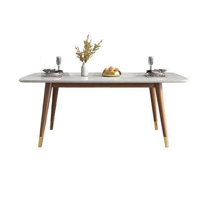 Nordic Ash White Rock Board Rectangular Dining Table Set with 4 Legs Base Table Only Clearhalo 'Dining Room Sets' 'Dining Tables & Seating' 'dining_room_set' 'furn' 'furn_dining_room_set' 'Furniture' 'furniture_dining_room_set' 'Kitchen & Dining Furniture' 'kitchen&dining_furn' 'kitchen' 3401478