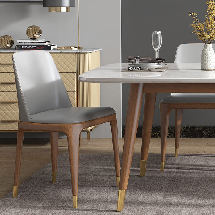 Nordic Ash White Rock Board Rectangular Dining Table Set with 4 Legs Base Clearhalo 'Dining Room Sets' 'Dining Tables & Seating' 'dining_room_set' 'furn' 'furn_dining_room_set' 'Furniture' 'furniture_dining_room_set' 'Kitchen & Dining Furniture' 'kitchen&dining_furn' 'kitchen' 3401481