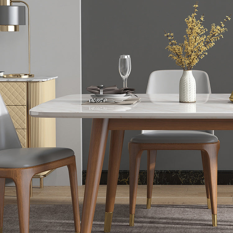 Nordic Ash White Rock Board Rectangular Dining Table Set with 4 Legs Base Clearhalo 'Dining Room Sets' 'Dining Tables & Seating' 'dining_room_set' 'furn' 'furn_dining_room_set' 'Furniture' 'furniture_dining_room_set' 'Kitchen & Dining Furniture' 'kitchen&dining_furn' 'kitchen' 3401483