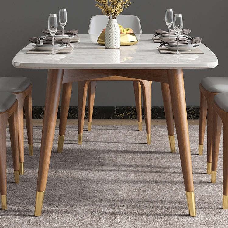 Nordic Ash White Rock Board Rectangular Dining Table Set with 4 Legs Base Clearhalo 'Dining Room Sets' 'Dining Tables & Seating' 'dining_room_set' 'furn' 'furn_dining_room_set' 'Furniture' 'furniture_dining_room_set' 'Kitchen & Dining Furniture' 'kitchen&dining_furn' 'kitchen' 3401484