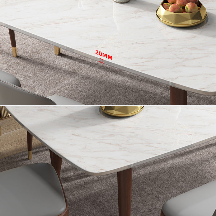 Nordic Ash White Rock Board Rectangular Dining Table Set with 4 Legs Base Clearhalo 'Dining Room Sets' 'Dining Tables & Seating' 'dining_room_set' 'furn' 'furn_dining_room_set' 'Furniture' 'furniture_dining_room_set' 'Kitchen & Dining Furniture' 'kitchen&dining_furn' 'kitchen' 3401485